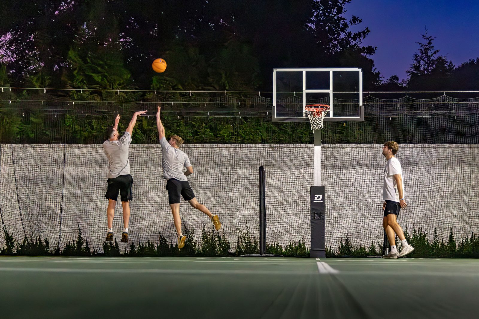 Dominator basketball hoop and pickleball net systems