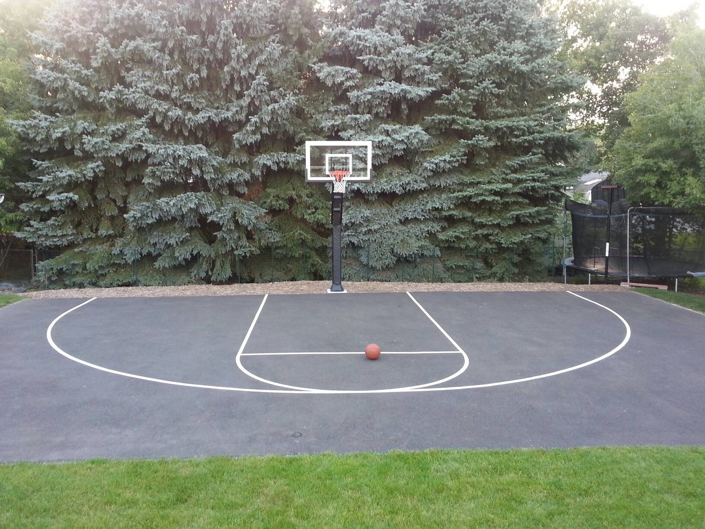 Asphalt court with painted lines